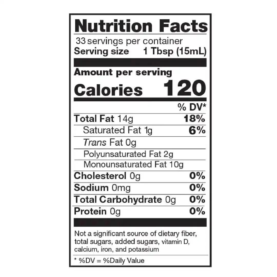 ficha nutricional aceite de almendras Better Body Foods